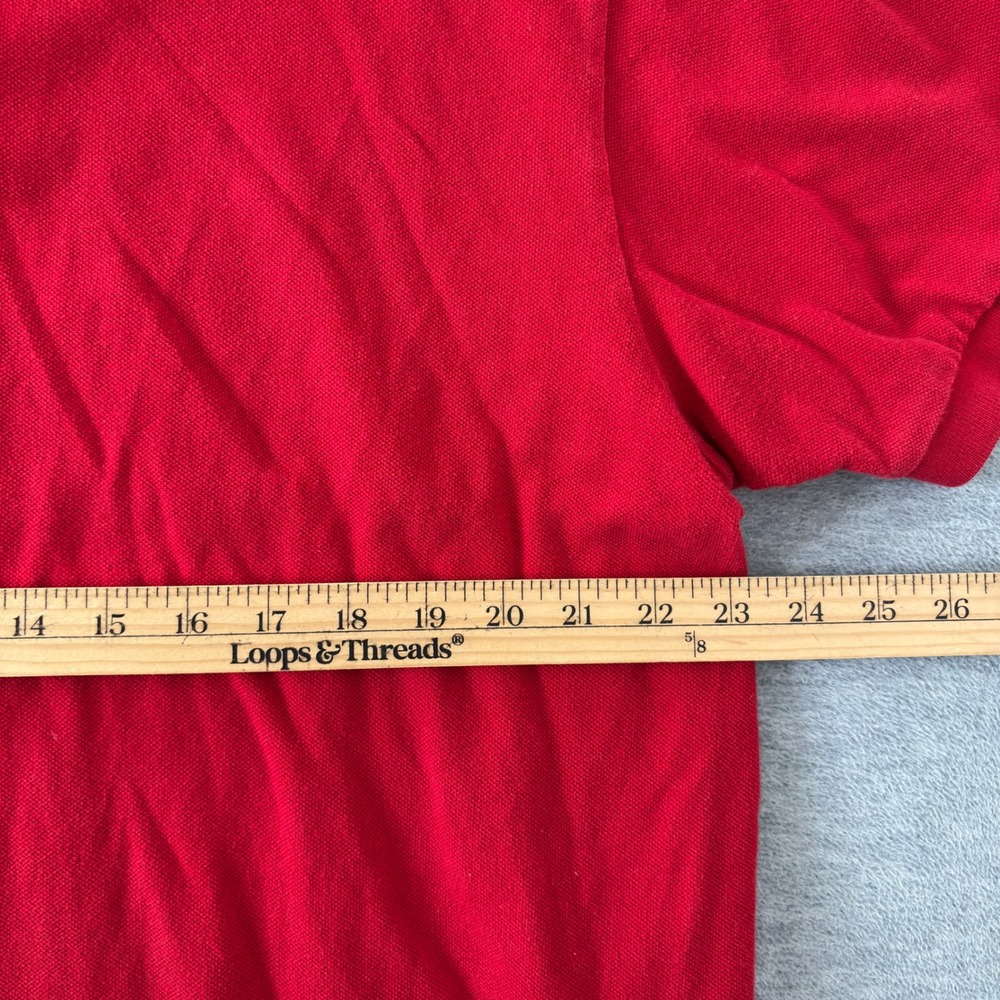 Polo Ralph Lauren Men XL Red Short Sleeve Pique Cotton Polo Shirt Navy Pony Logo - Picture 9 of 9